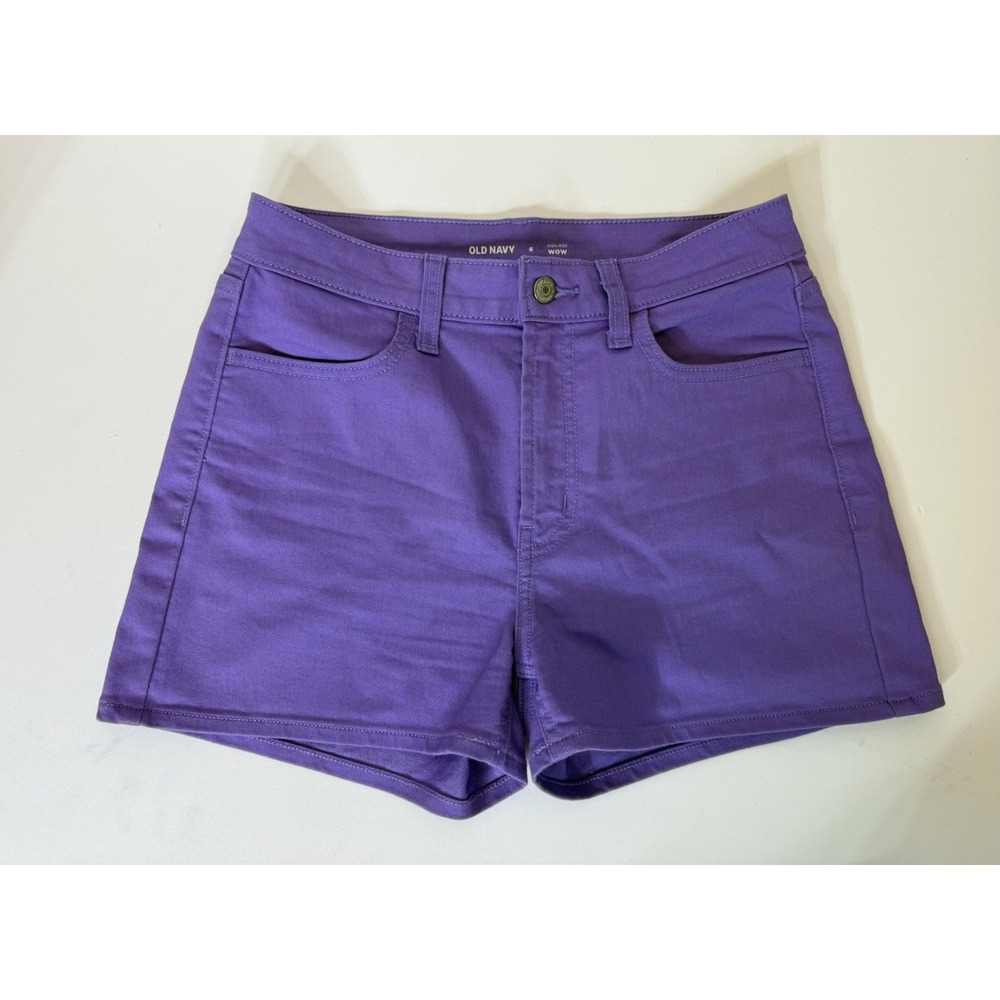 Old Navy Wow High-Rise Denim Shorts Womens Size 6 Purple Stretchy